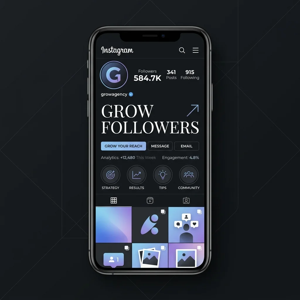 SMM Panel: Minimalist luxury vector illustration showing rapid Instagram follower increase and growth analytics